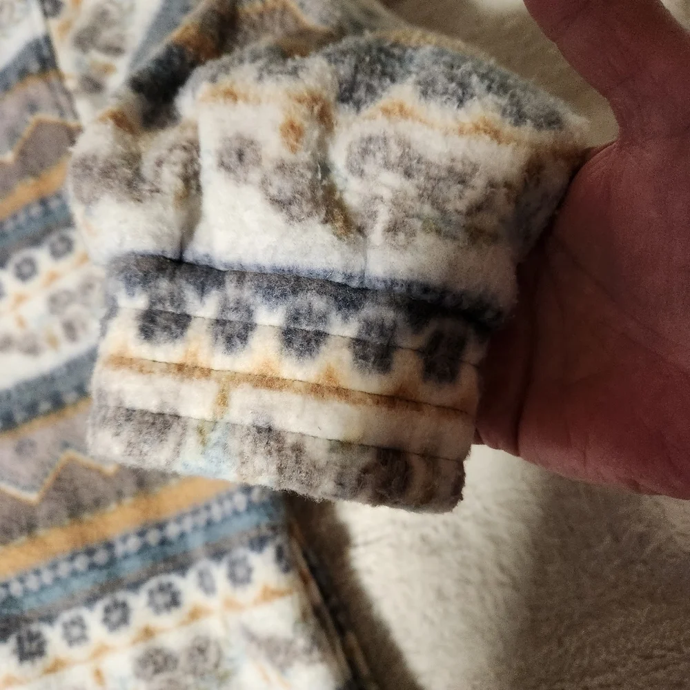 Vtg Haband Fleece Jacket Womens Sz Large Aztec Full Zip Southwest Pockets Warm - Picture 7 of 10